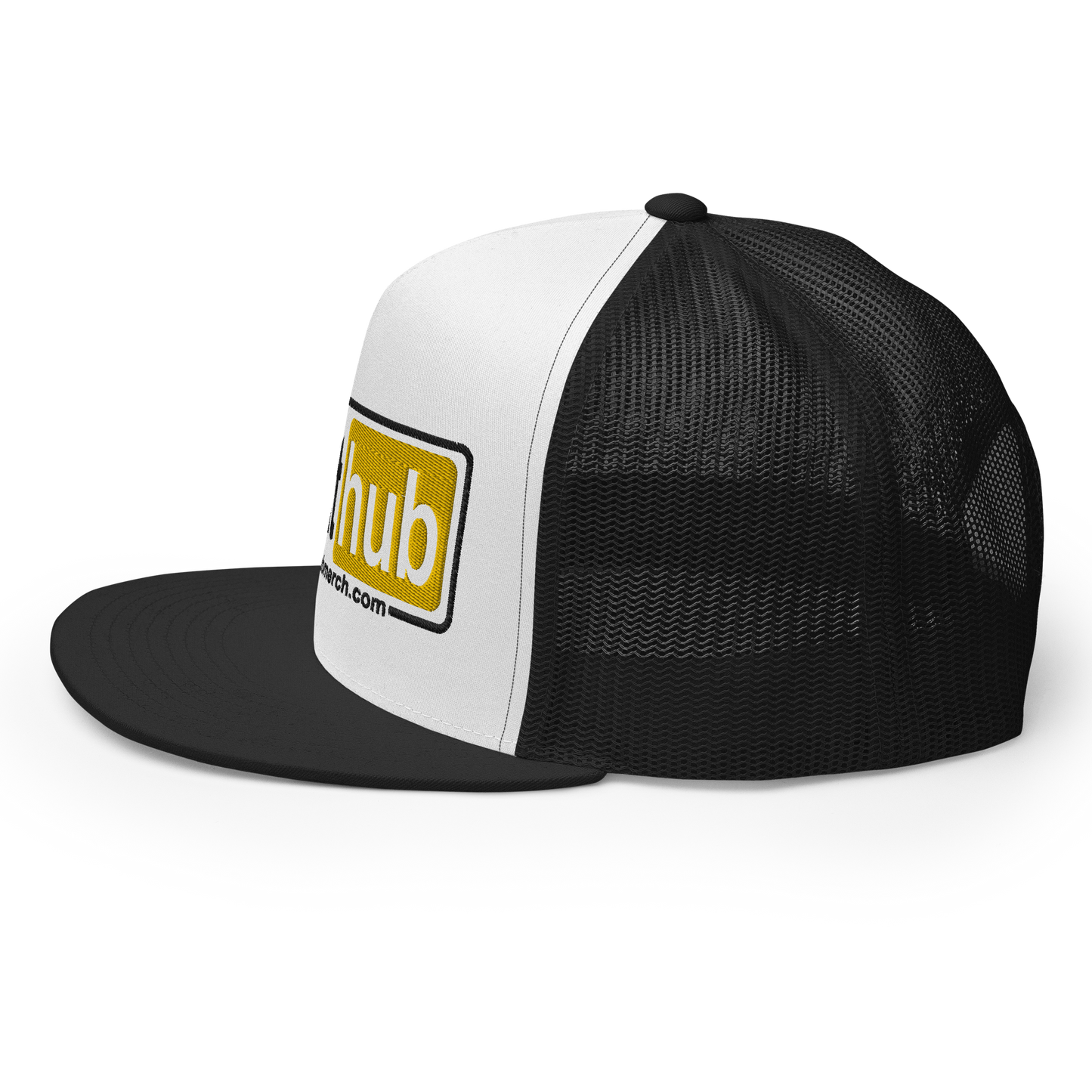 Flat Trucker Hat (White/Black)