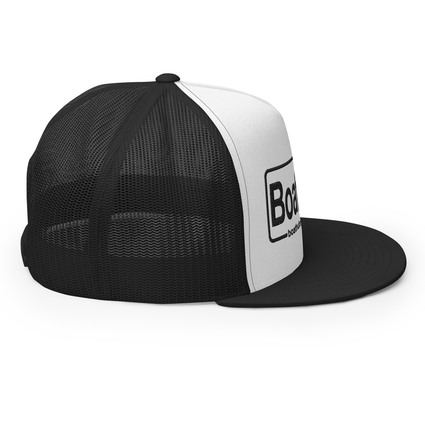 Flat Trucker Hat (White/Black)